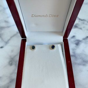 Diamonds Direct Sapphire halo diamond stud earrings